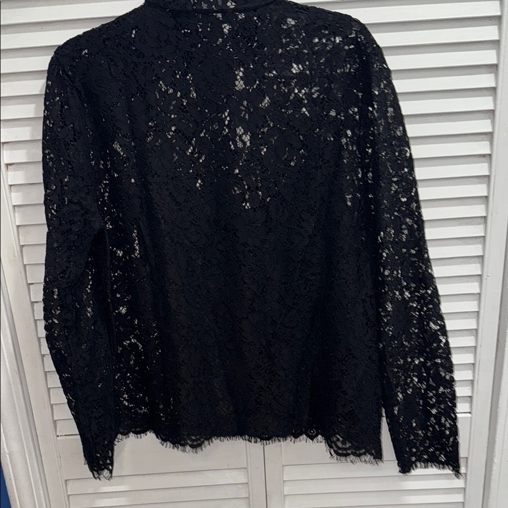 J. Crew Elegant Black Lace Top with Bow Accents - Picture 8 of 9